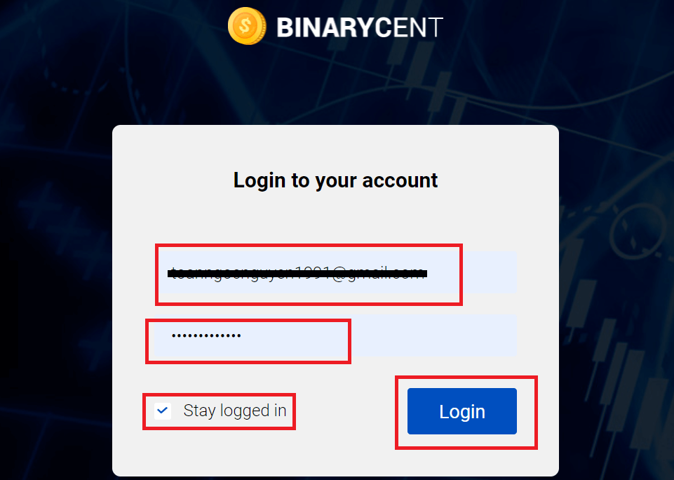 Comment ouvrir un compte et se connecter à Binarycent