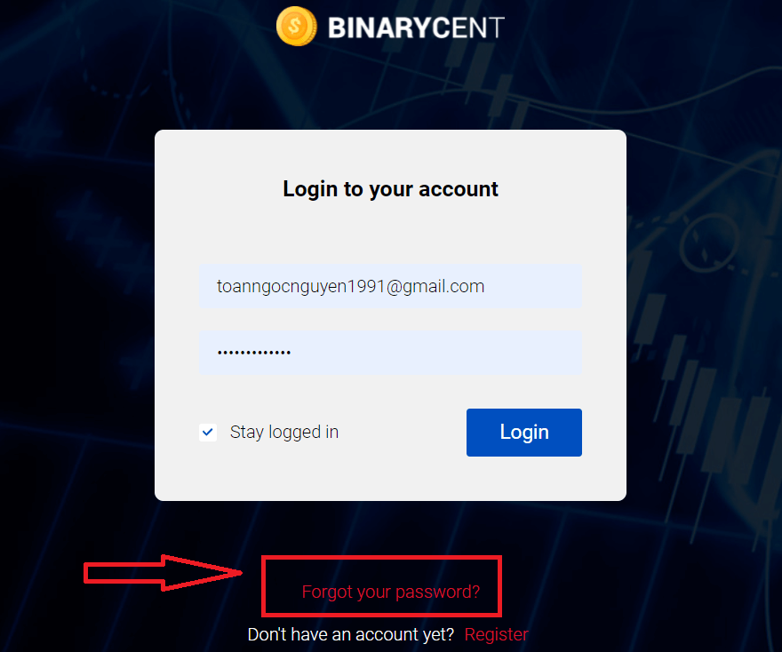 Comment se connecter à Binarycent ? J'ai oublié mon mot de passe