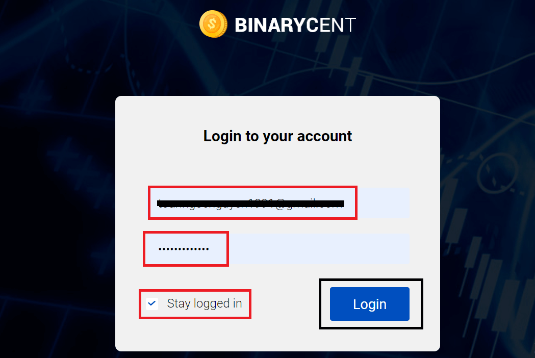 Come aprire un conto e accedere a Binarycent