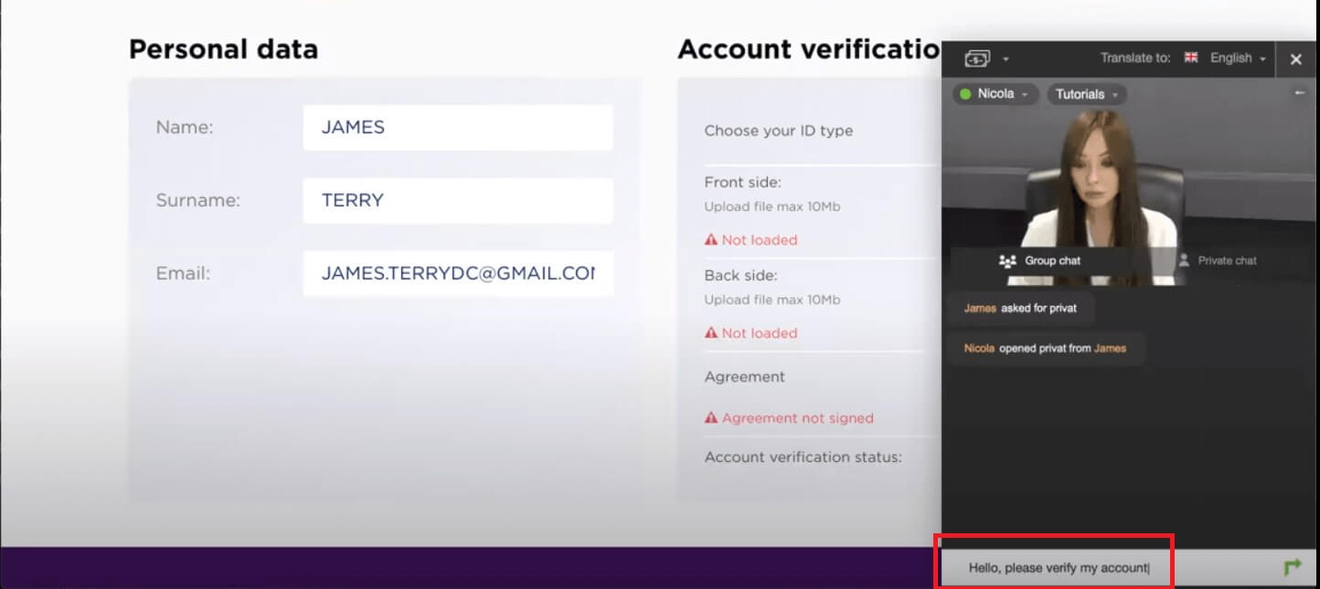Come registrare e verificare l'account in Binarycent